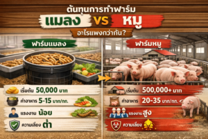 เปรียบเทียบต้นทุน แมลง และ หมู