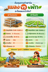 เปรียบเทียบต้นทุน แมลง และ ผัก