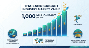 มูลค่าตลาดขายส่งจิ้งหรีดในประเทศไทย